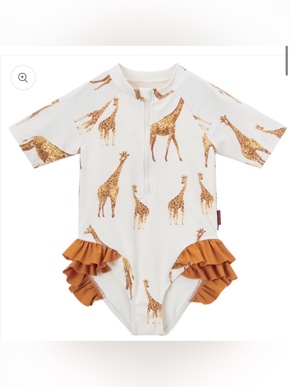 Milkbarn Giraffe Short Sleeve Ruffled One-Piece Swimsuit 18-24mo